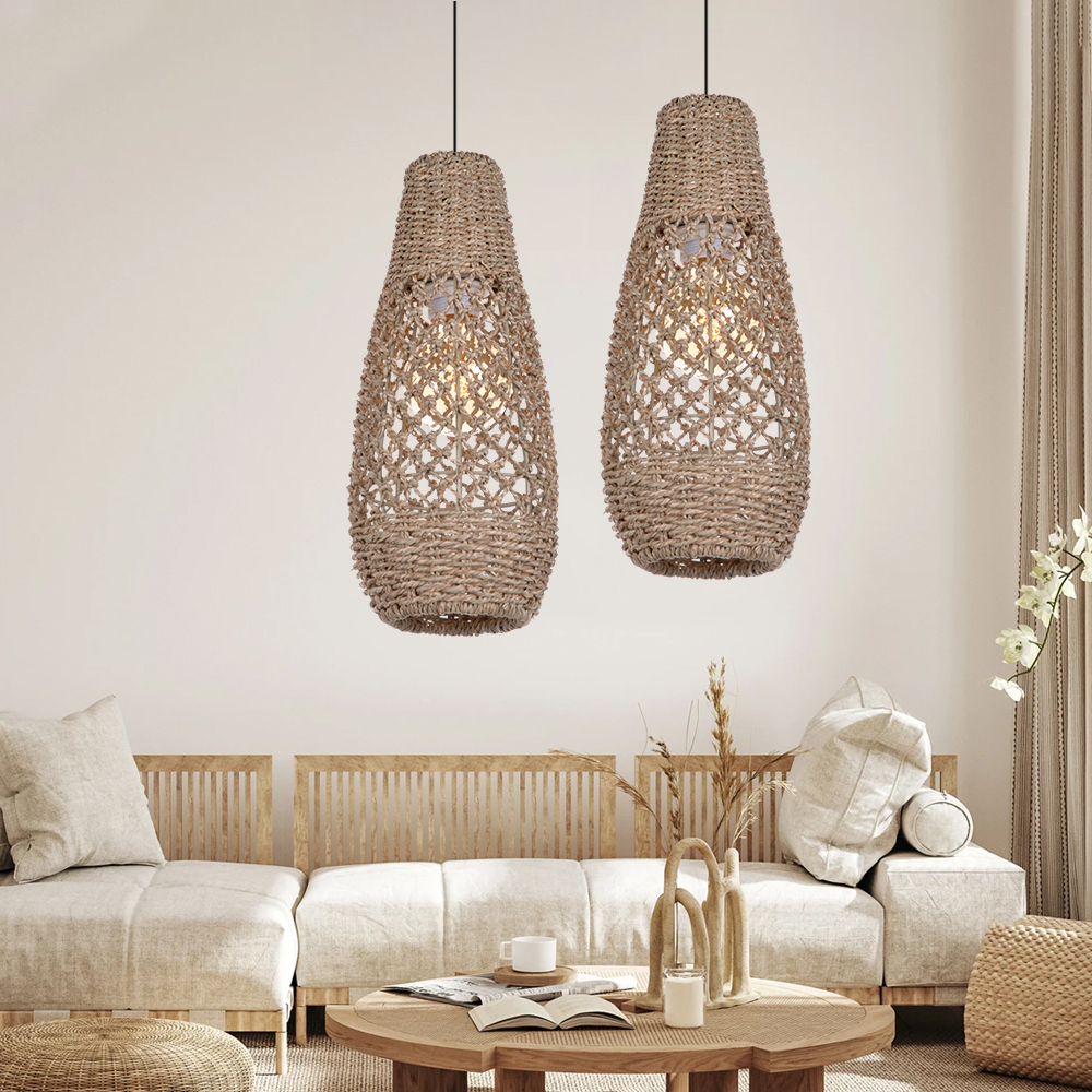 Classic Traditional Seagrass Pendant Light for Dining Room
