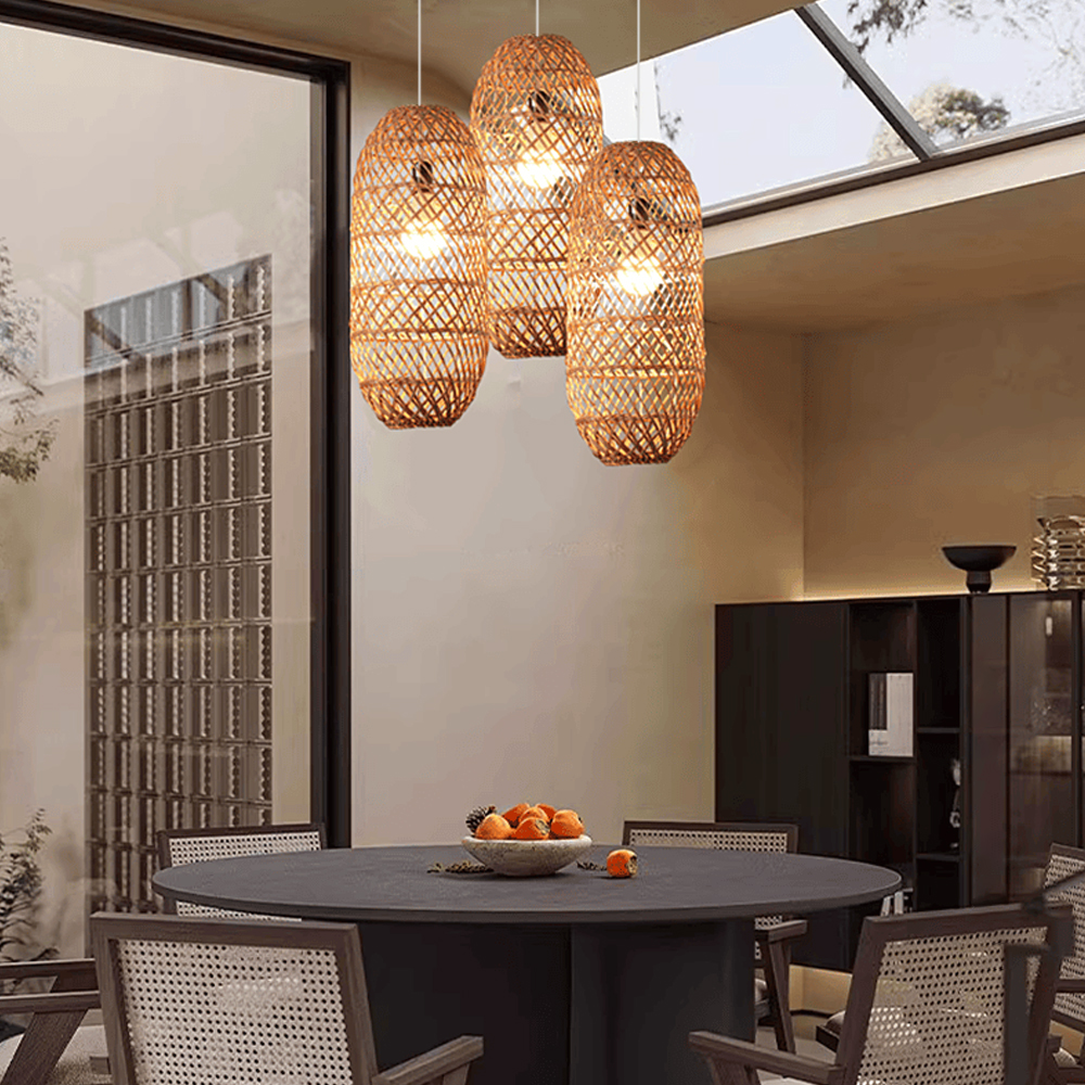 Villa Staircase Combination Rattan Chandeliers Wabi-sabi Pastoral Style Homestay Restaurant Lamps