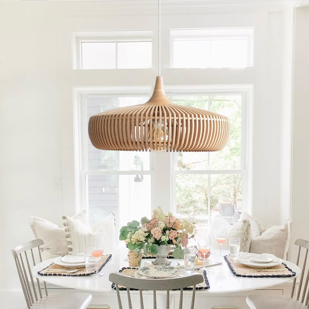 50% OFF Clearance Retro Natural Wood Pendant Light Lampshade For Dining Room
