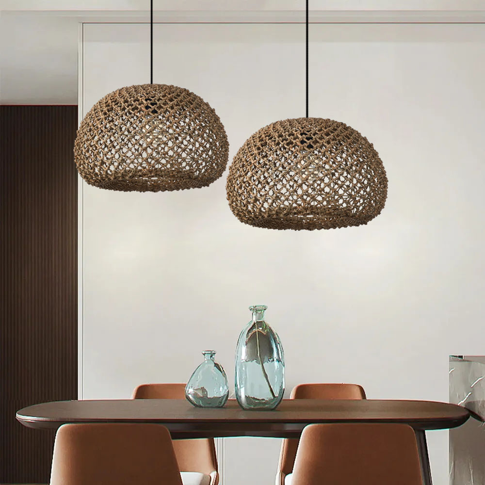 Wabi Sabi style Seagrass Pendant Lights for Dining Room