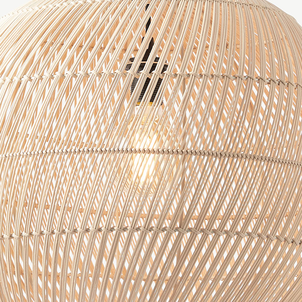 Round Natural Handmade Rattan Chandelier for Living Room