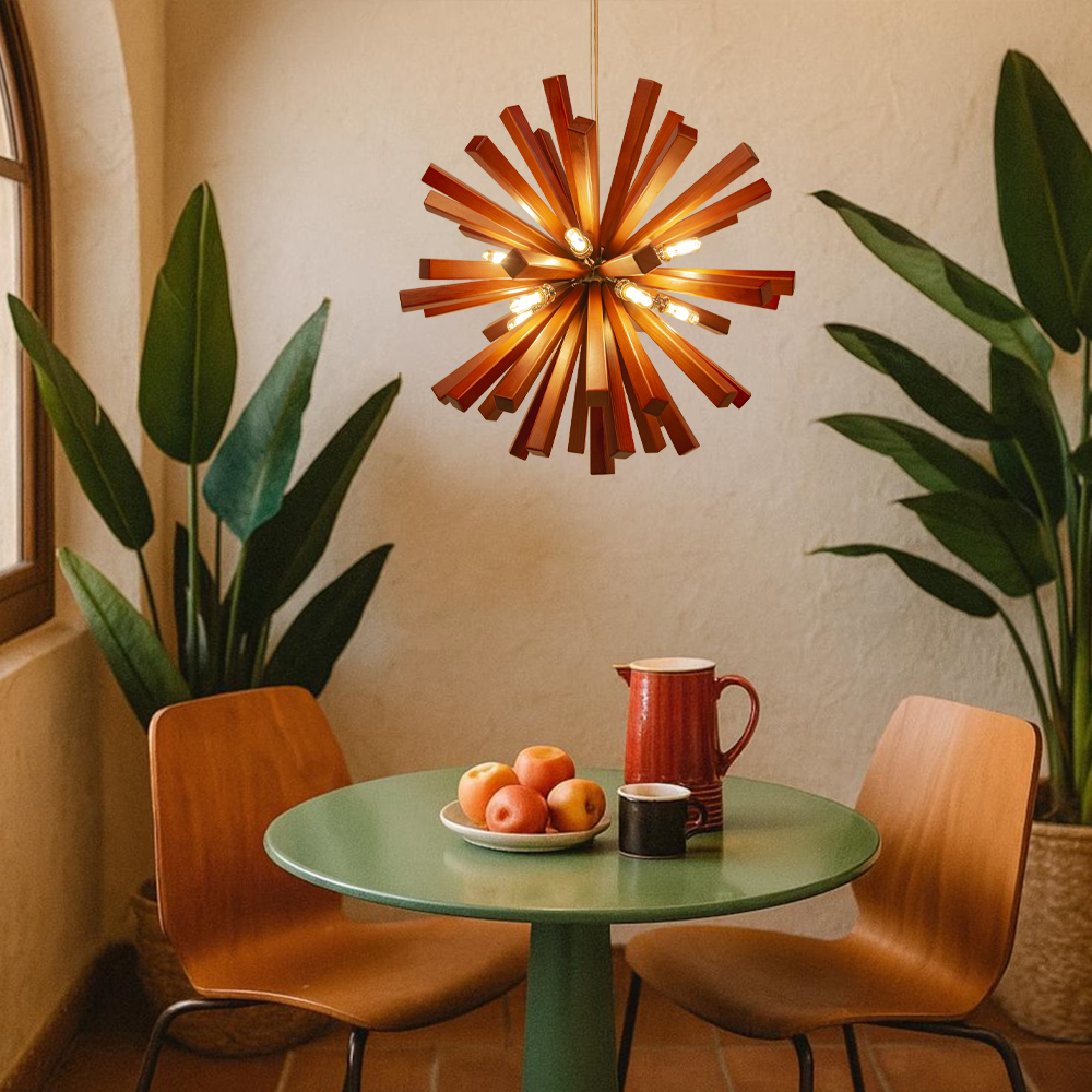 Dandelion Walnut Pendant Light Wooden Lamp Fixture