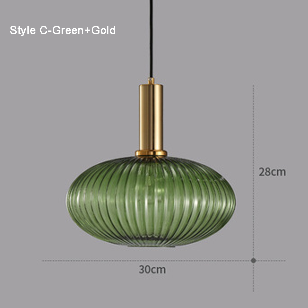 Dark Green Small Glass Pendant Light Kitchen Island Restaurant Retro Chandelier American Home Lighting