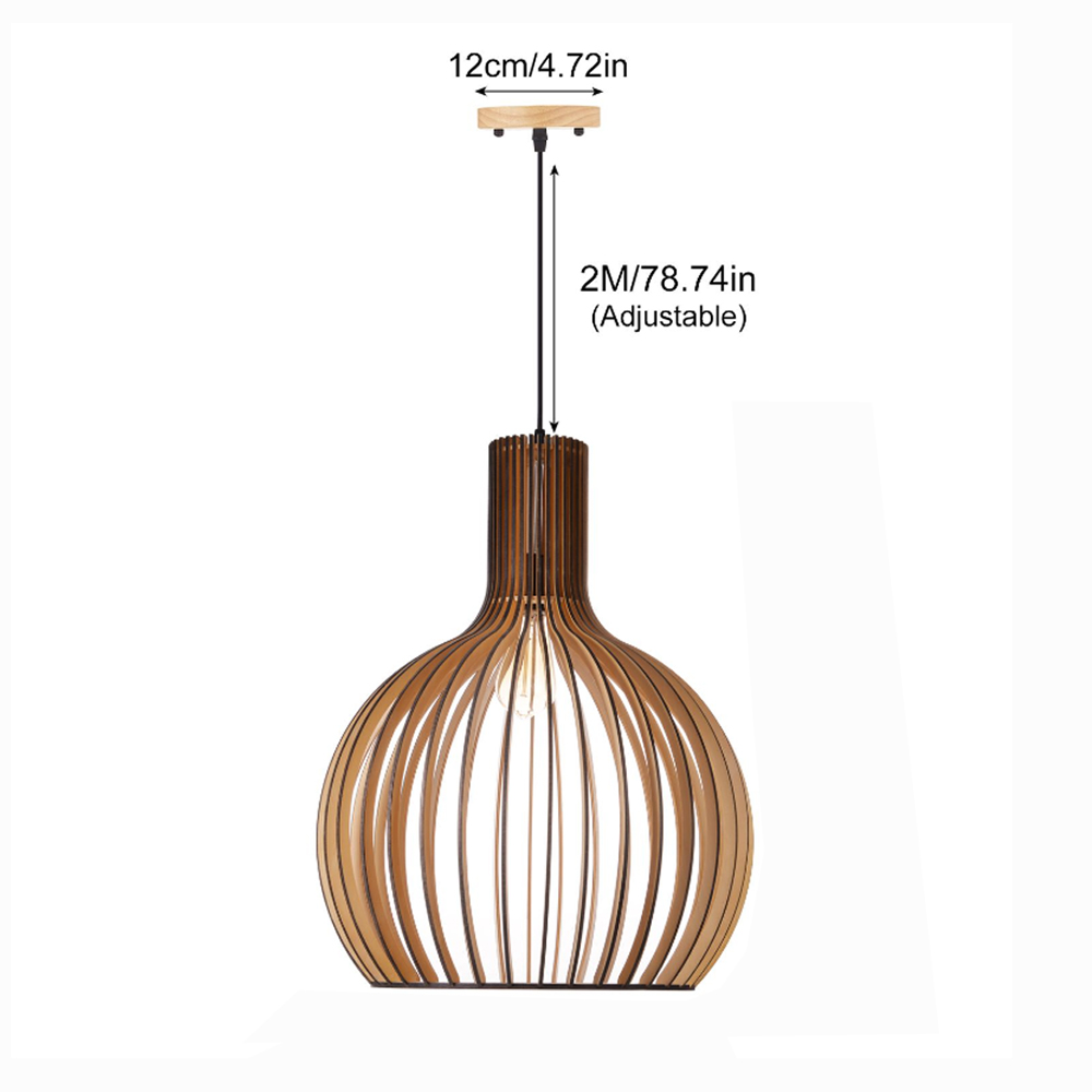 Japanese Wooden Hanging Light Fixtures Handmade Restaurant Birdcage Chandelier