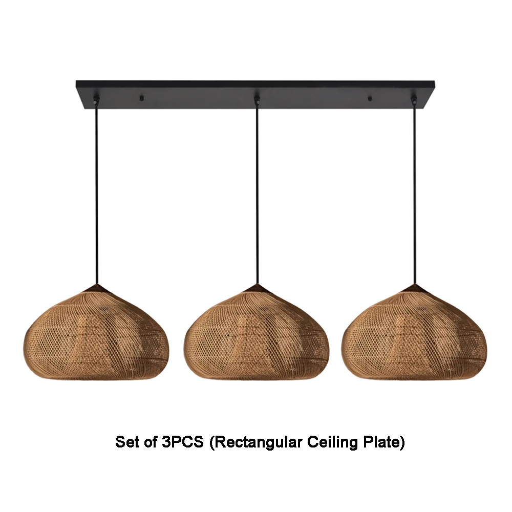 Wabi Sabi Style Retro Dining Room Chandelier Rattan Zen Pendant Light