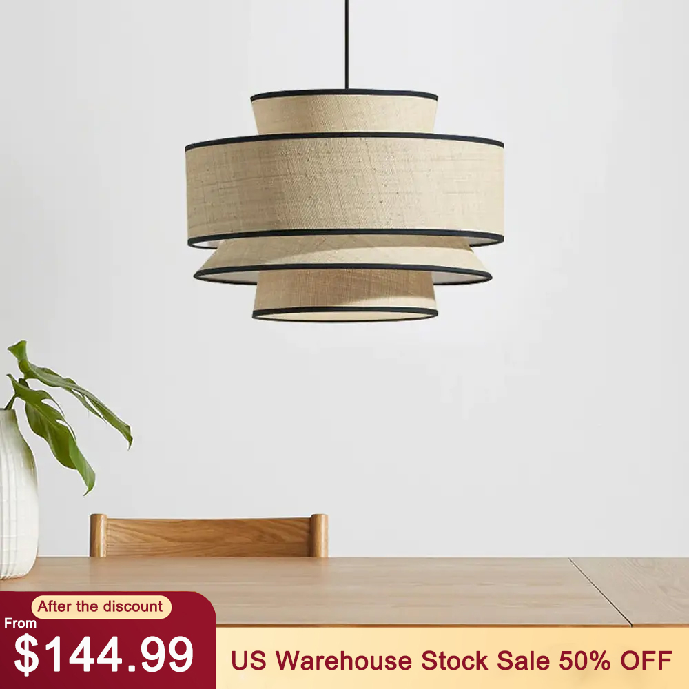 Japanese Multilayer Fabric Chandelier Creative Pendant Lampshade 