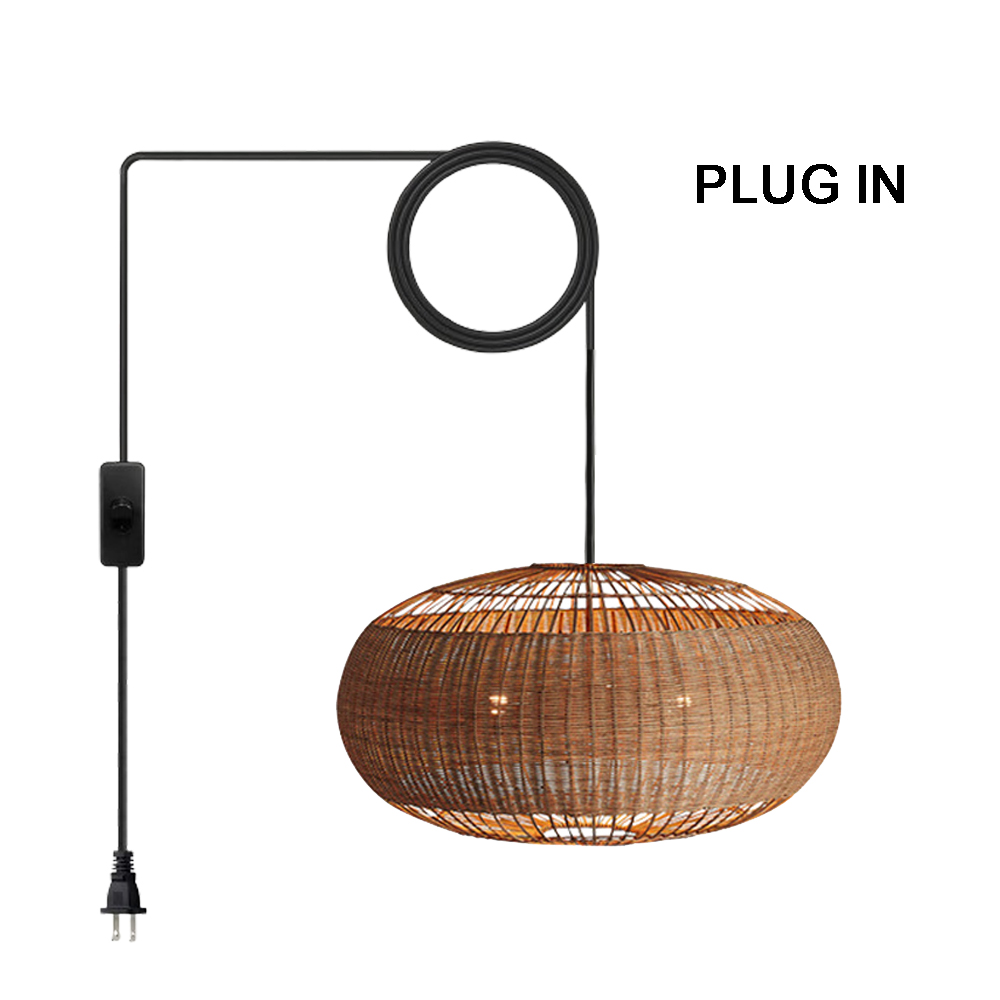 Coastal Home Lighting Kitchen Island Rattan Pendant Light Natural Retro Luxurious Chandelier Wabi-sabi Style