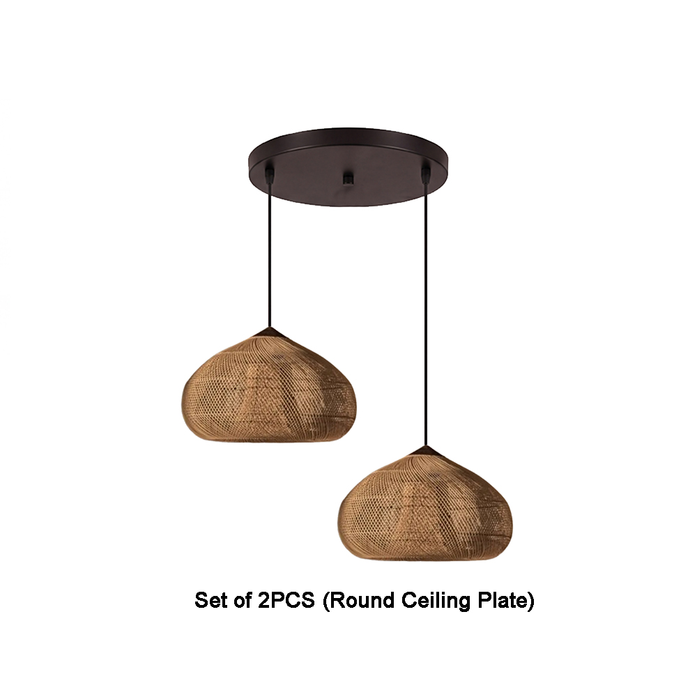 Wabi Sabi Style Retro Dining Room Chandelier Rattan Zen Pendant Light