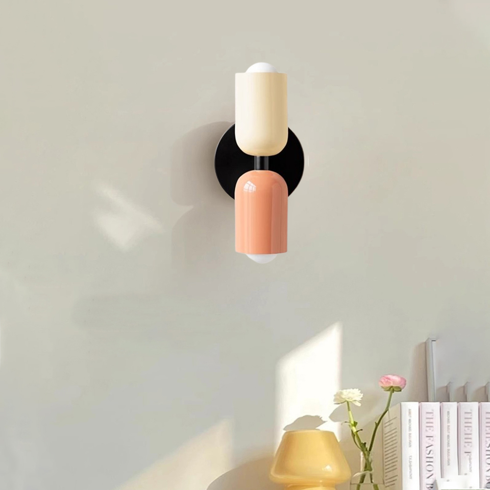 Bedroom Bedside Colorful Double-head Wall Lamp Cream-style Living Room Corridor Light