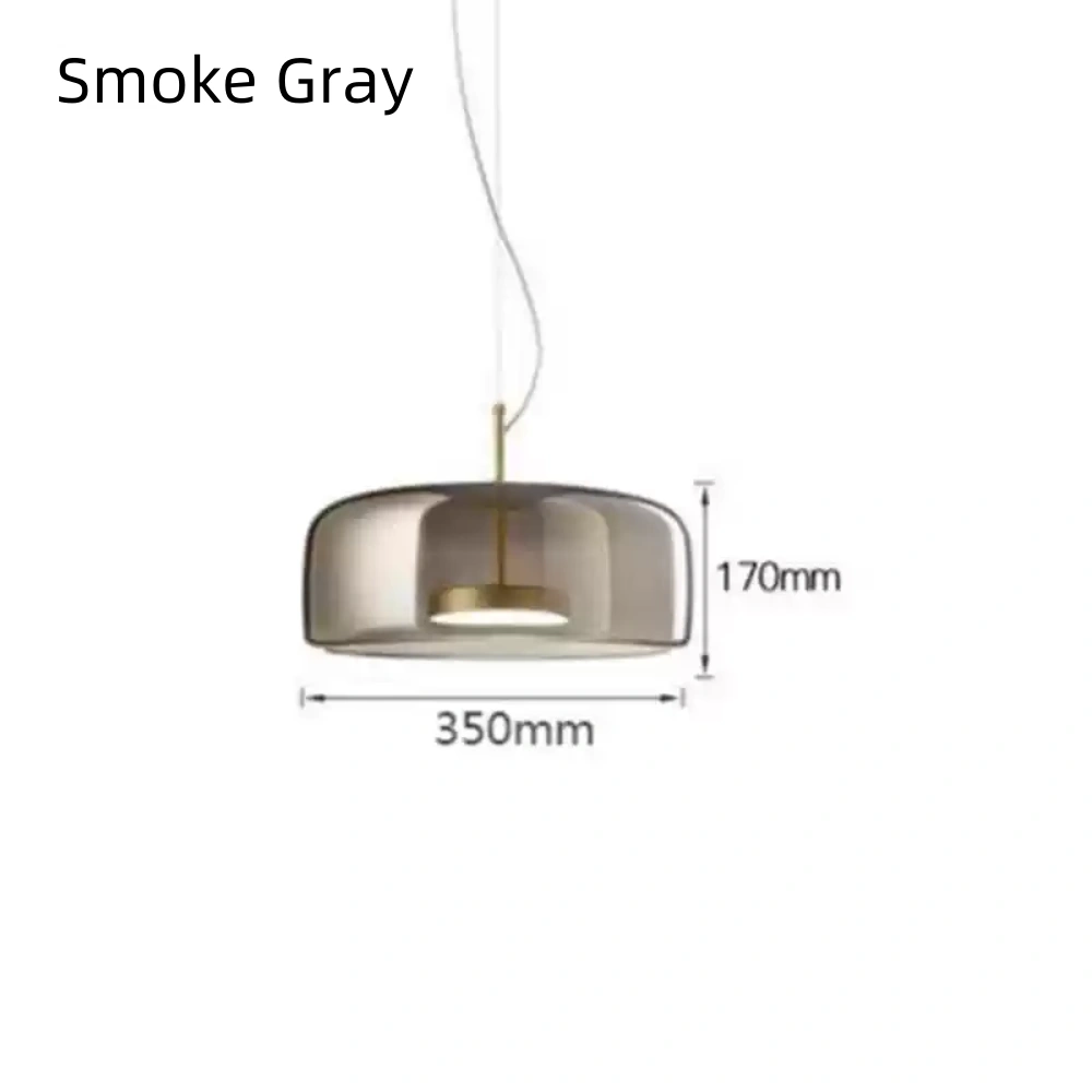 Modern Simple Dining Room Amber Glass Single Head Pendant Light