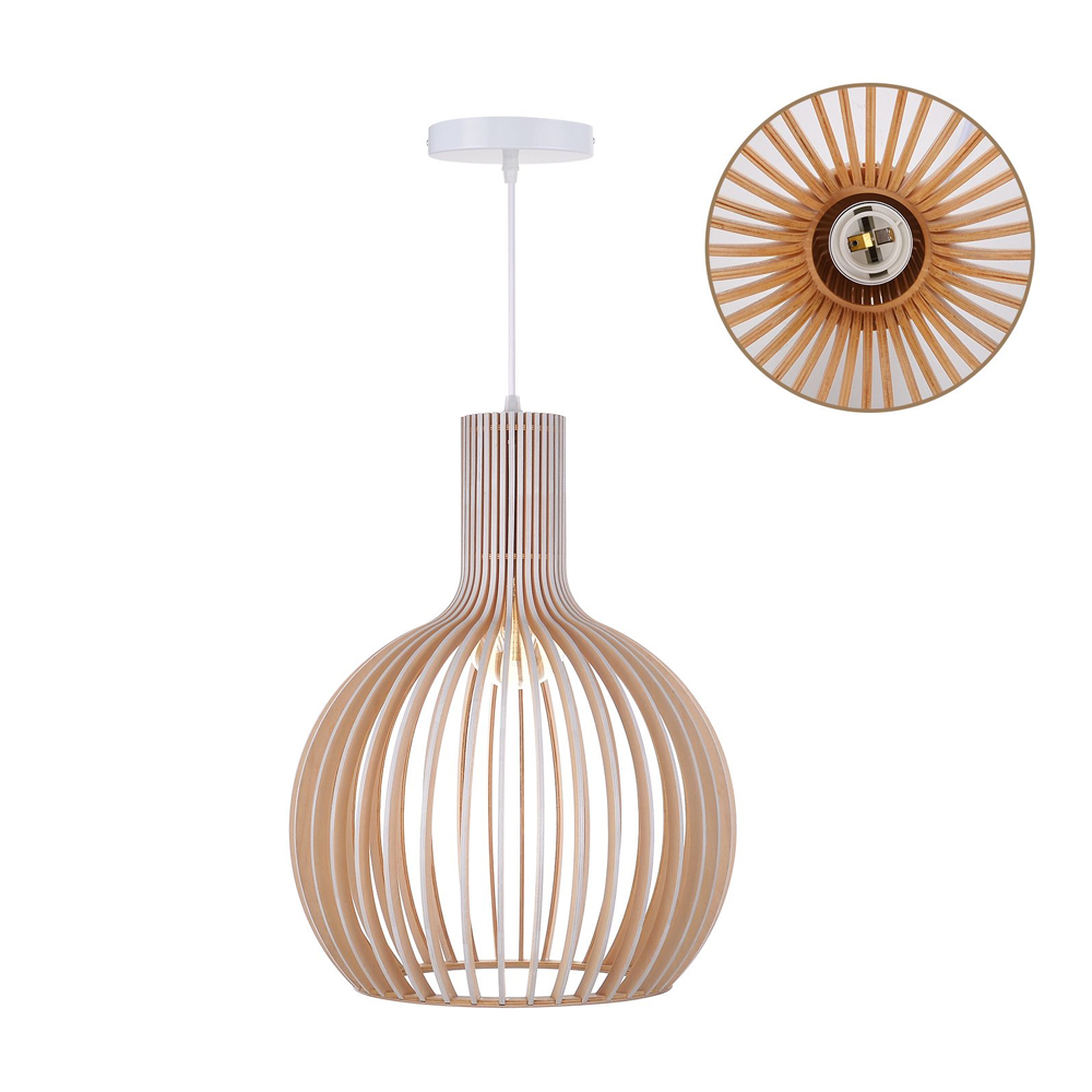 Birdcage Design Black Wooden Hanging Light Japanese Dining Area Chandeliers