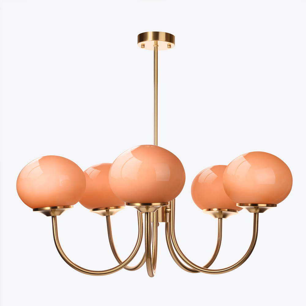 French Home Decor Glass Hanging Lamp Pink Bubble Chandeliers
