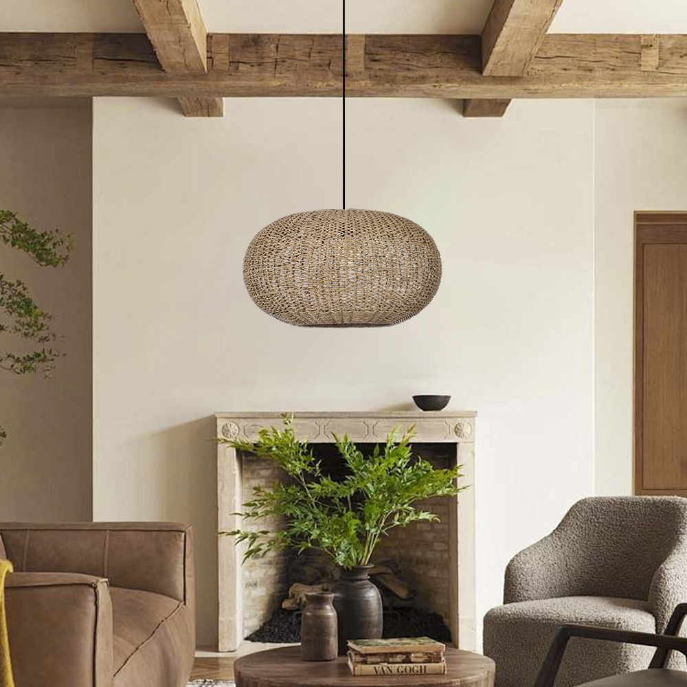 Living Room Rattan Seagrass Pendant Light Wabi-sabi Home Ideas