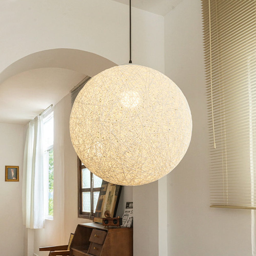 Ships from US Warehouse: 24 Inch White Spherical Rattan Pendant Light
