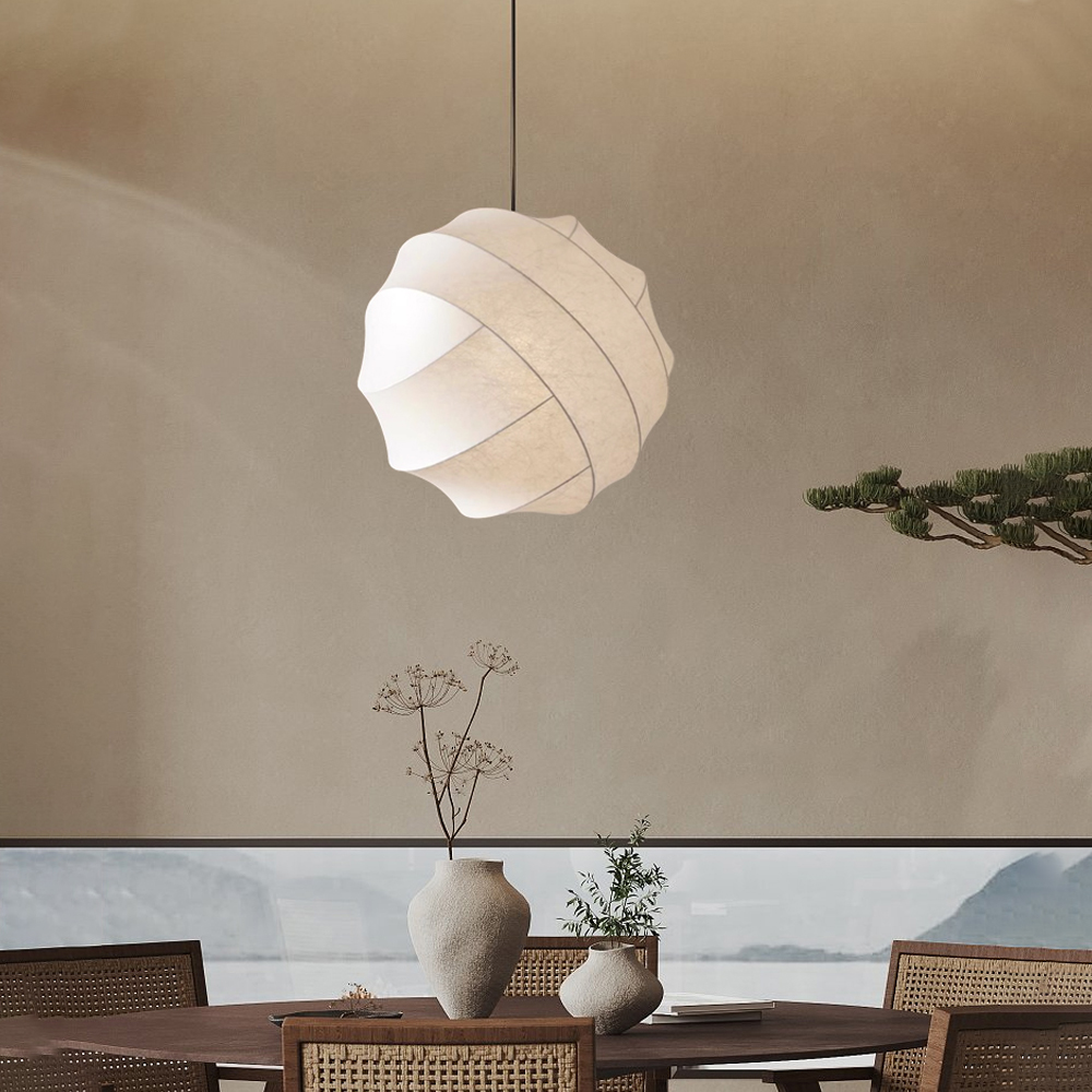 French Retro Living Room Fabric Lighting Fixtures Wabi-sabi B&B Pendant Lamp
