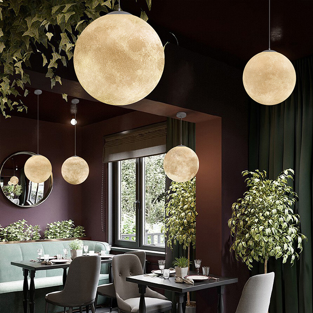 Commercial Design Exhibition Room Resin Chandelier Bar Restaurant Decor Moon Pendant Lamp