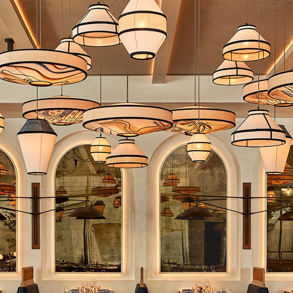 Japanese Restaurant Fabric Pendant Chandelier Designer New Chinese Style B&B Loft Living Room Wabi-sabi Lamp Fixture