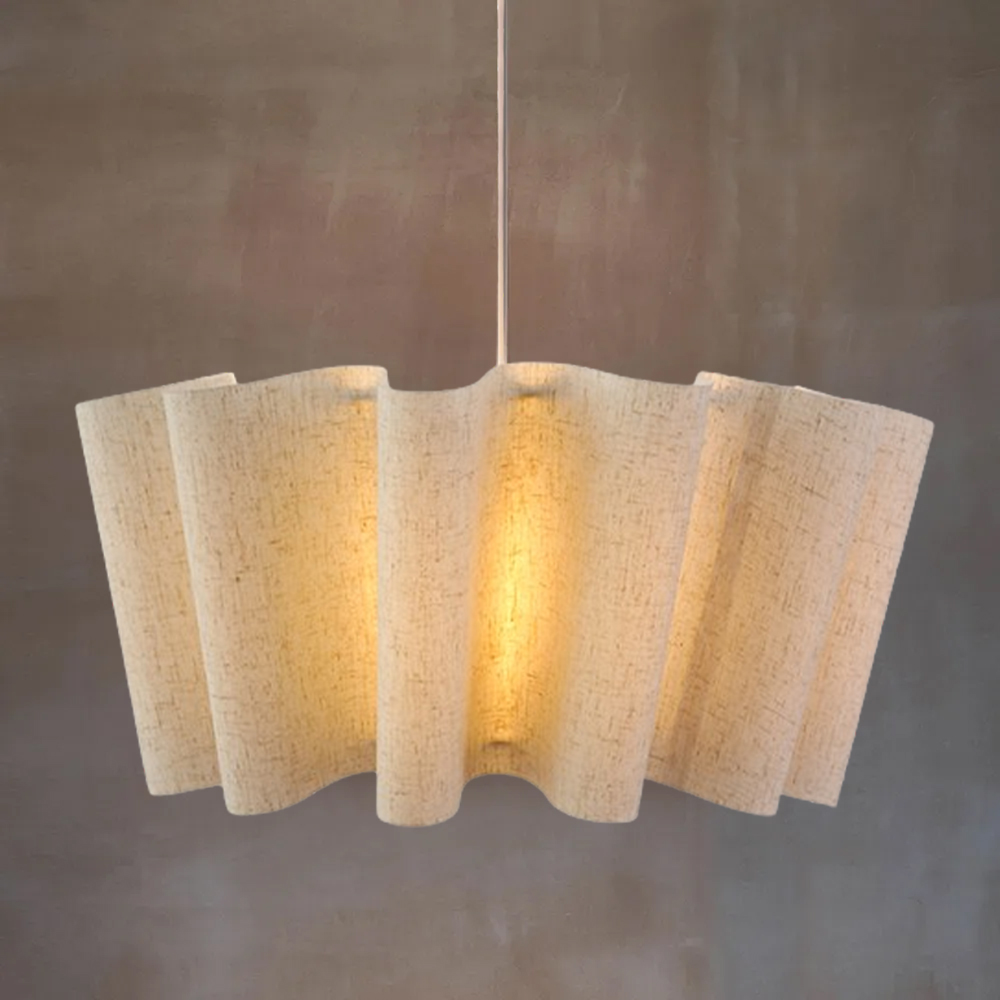 Nordic Fabric Pendant Light Lampshade Vintage Handmade Pleated Chandelier