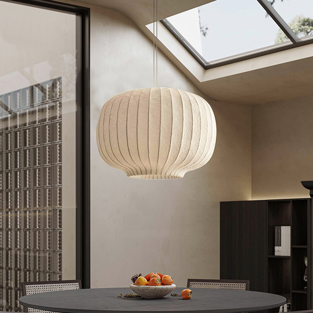 Japanese Style Wabi-sabi Silk Pendant Light Fixture Restaurant Art Chandelier