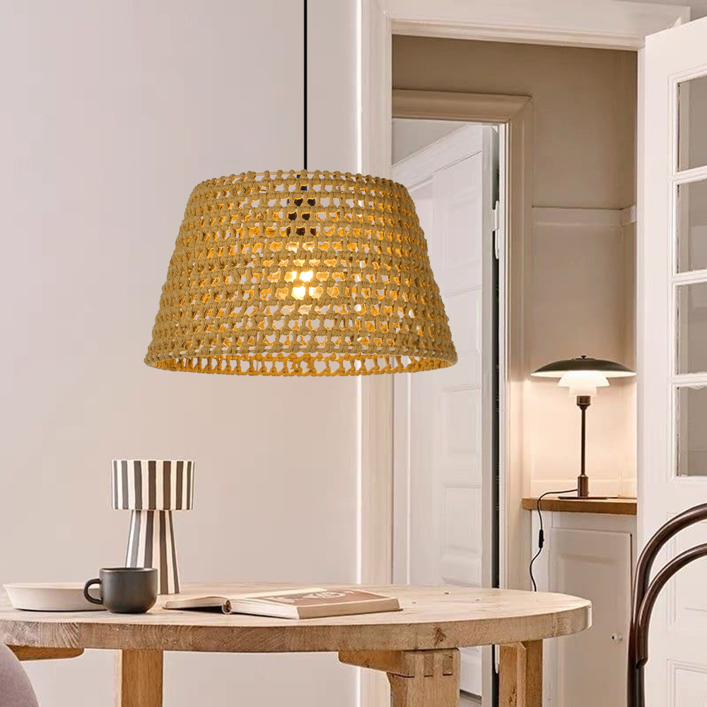 Braided Hemp Rope Chandelier Dining Room Restaurant Decorative Pendant Lampshade