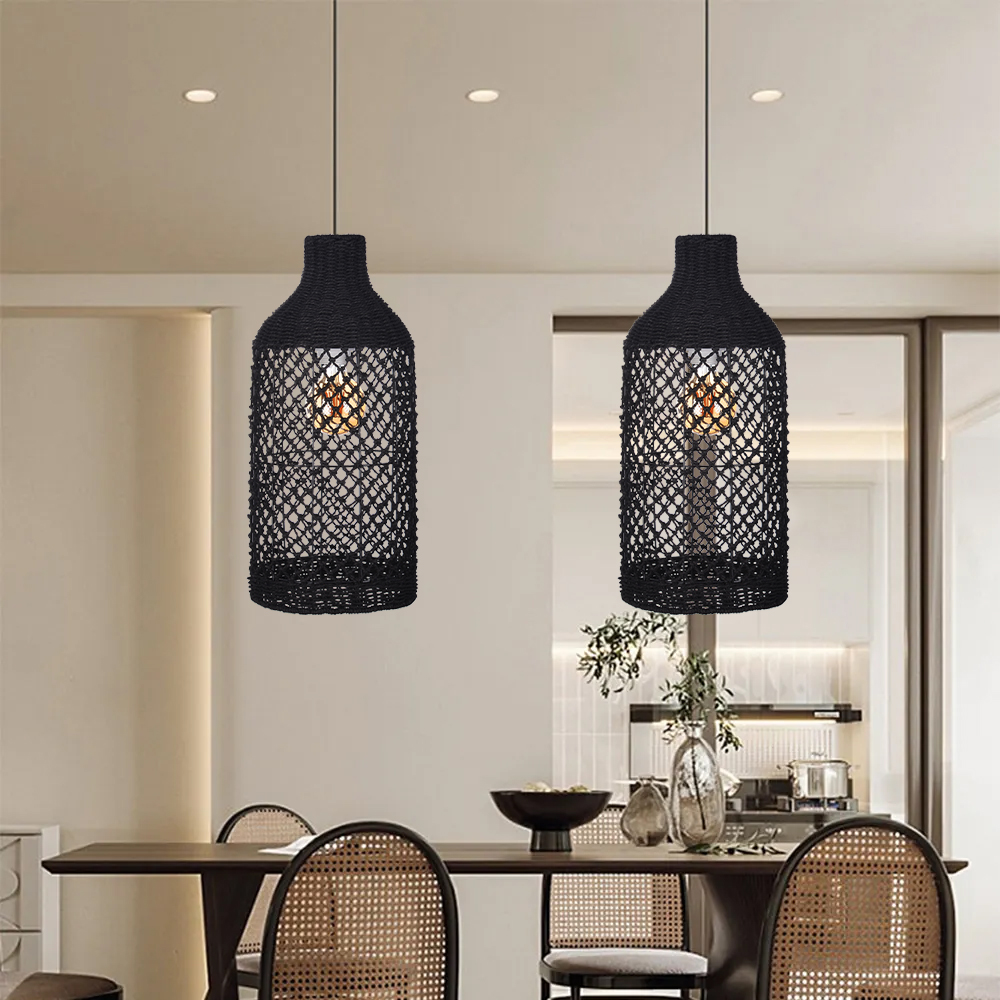 Wabi-sabi Living Room Seagrass Chandelier Retro B&B Decorative Pendant Lamp