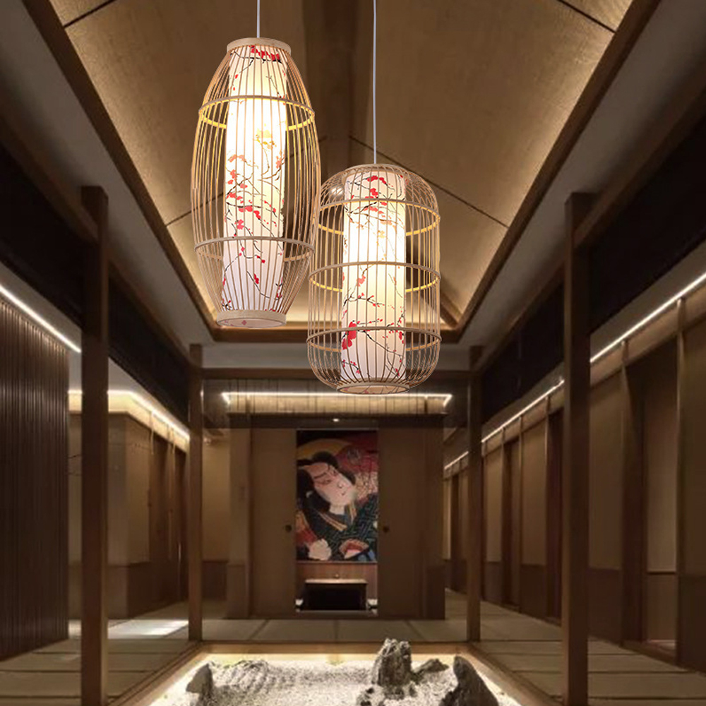 Japanese Restaurant Bamboo Lantern Chandelier Light Balcony Corridor Decorative Lamp