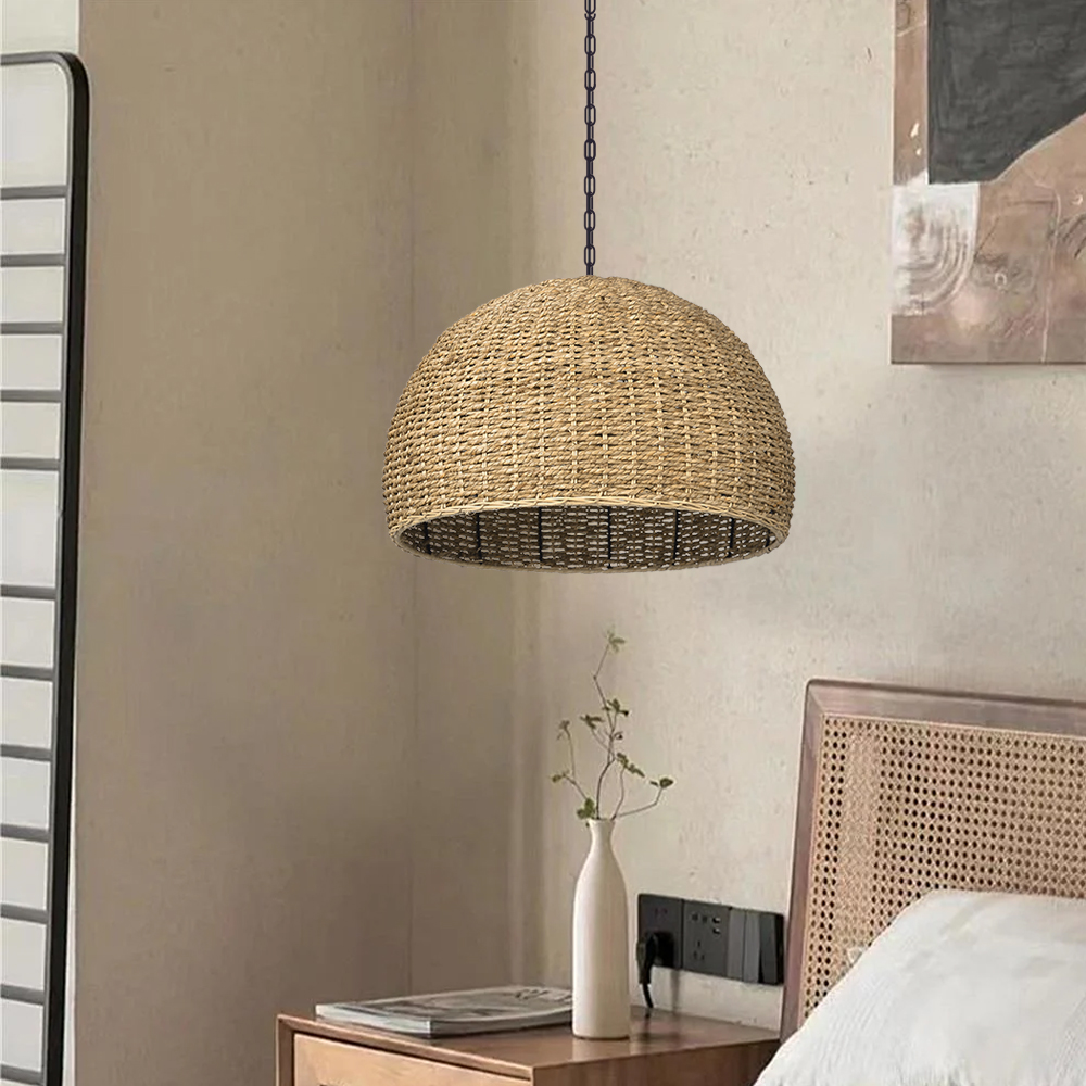 Handwoven Dome Seagrass Chandelier for Living Room