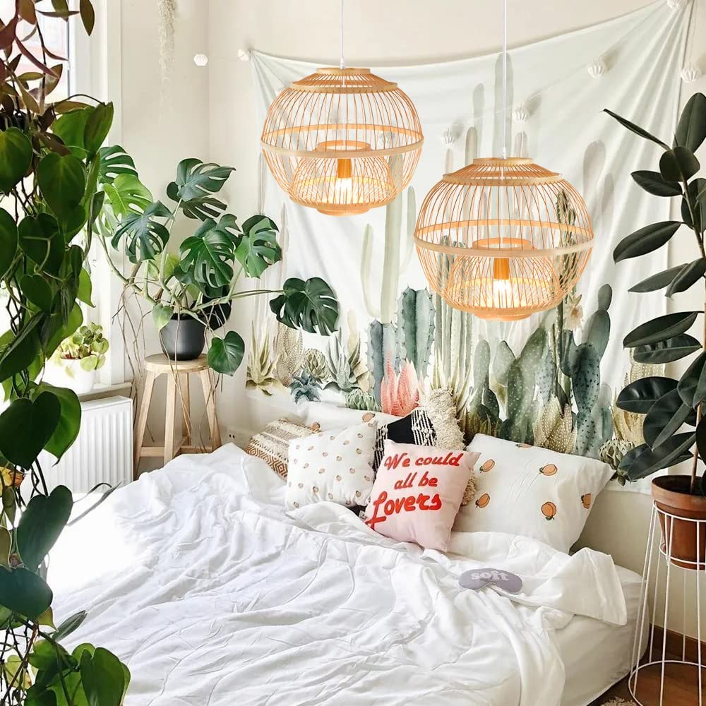 Lantern Pendant Lampshade Japanese Bamboo Hanging Light Fixture