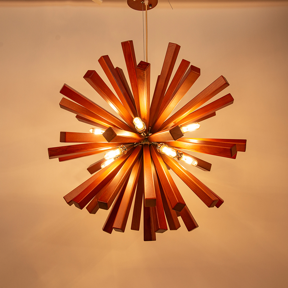 Dandelion Walnut Pendant Light Wooden Lamp Fixture
