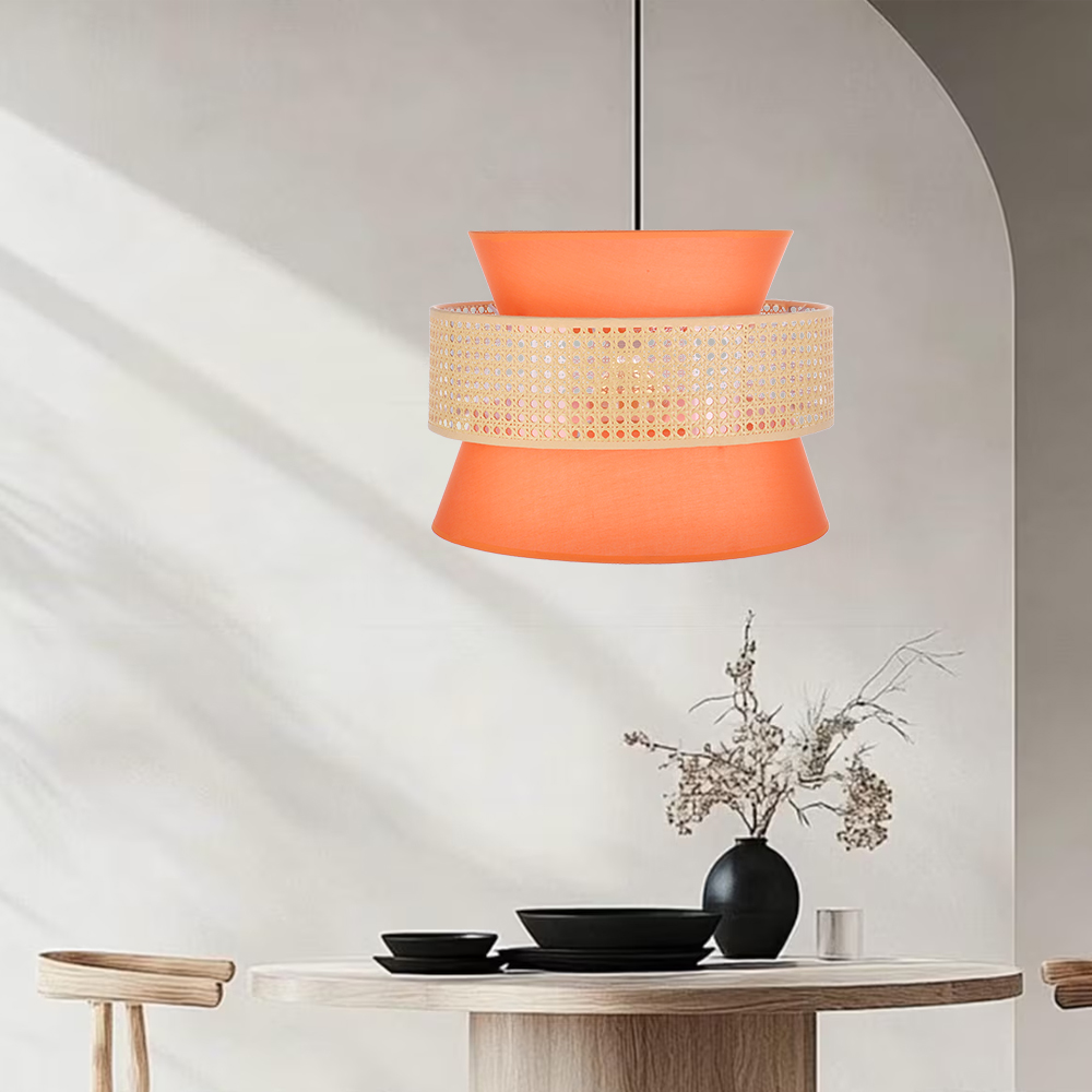 Hand-Woven Home Decor Rattan Tiered Chandelier Red, Blue Modern Wicker Light Pendant