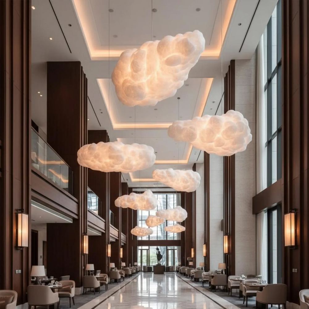 Modern White Cloud Chandelier Hanging Lamp Restaurant Home Decor Lighting
