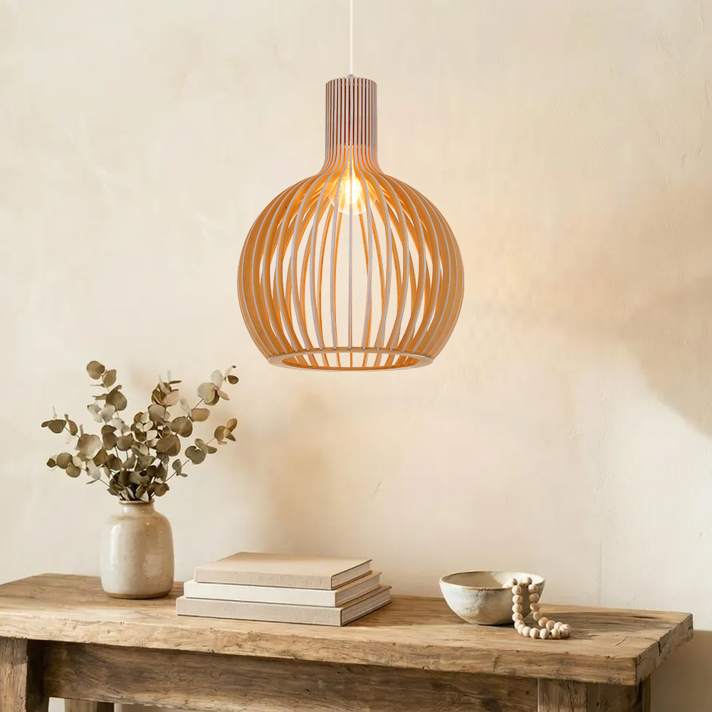 Small Chandelier White Wood Birdcage Pendant Lights