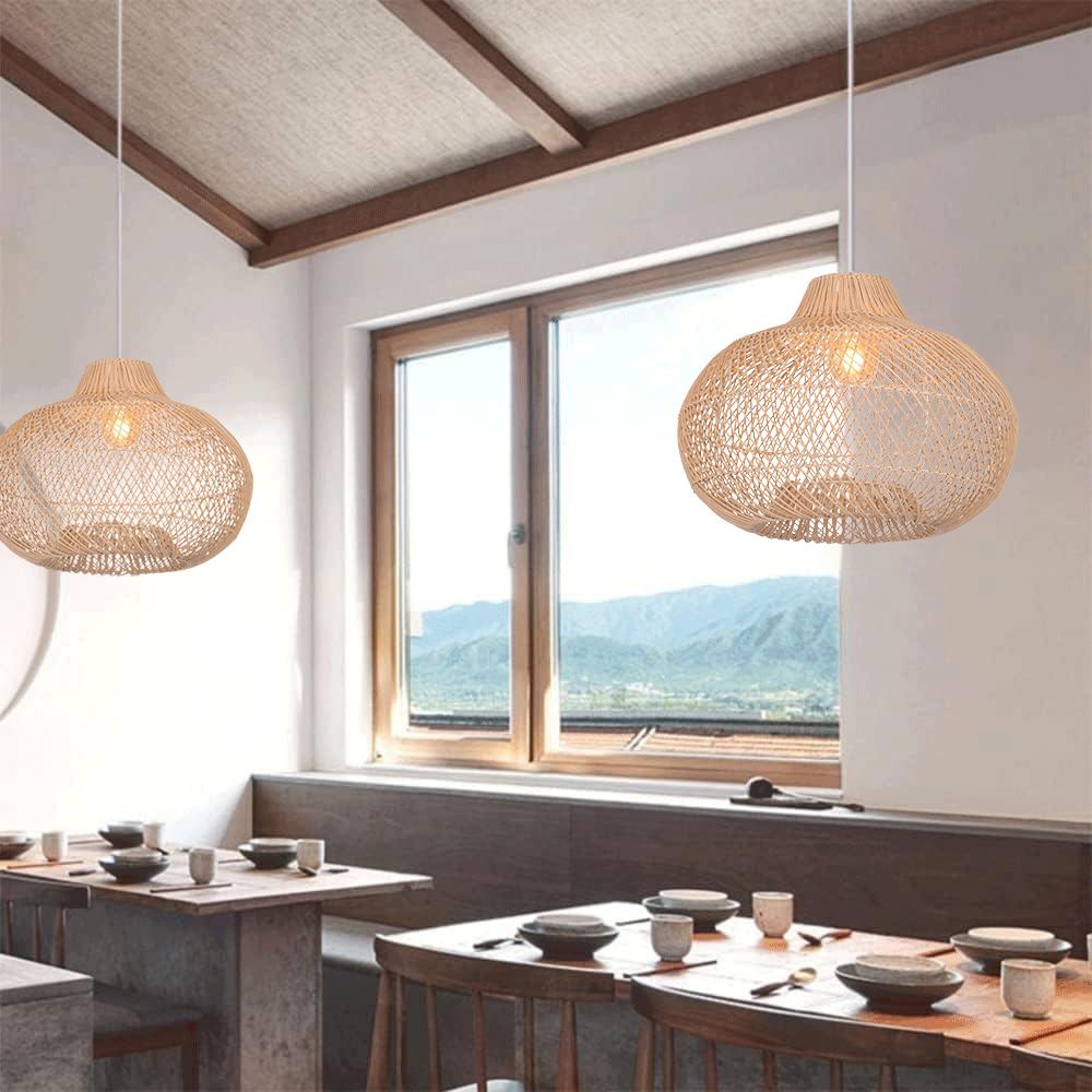 Coastal Boho Rattan Chandelier Home Decor Farmhouse Style Hanging Light