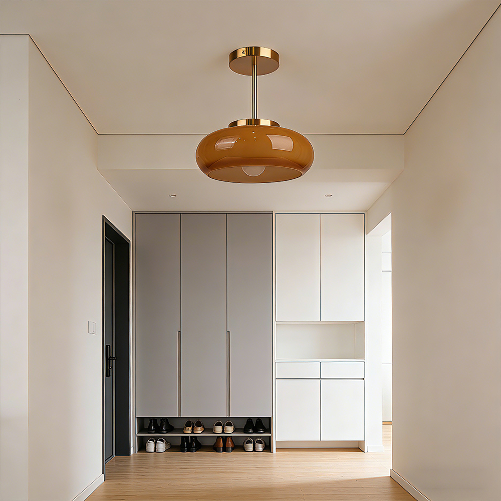 Mid Century Modern Entryway Glass Ceiling Light Fixture