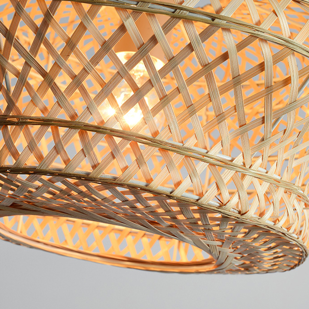 Natural Bamboo Woven Tiered Pendant Lights for Island