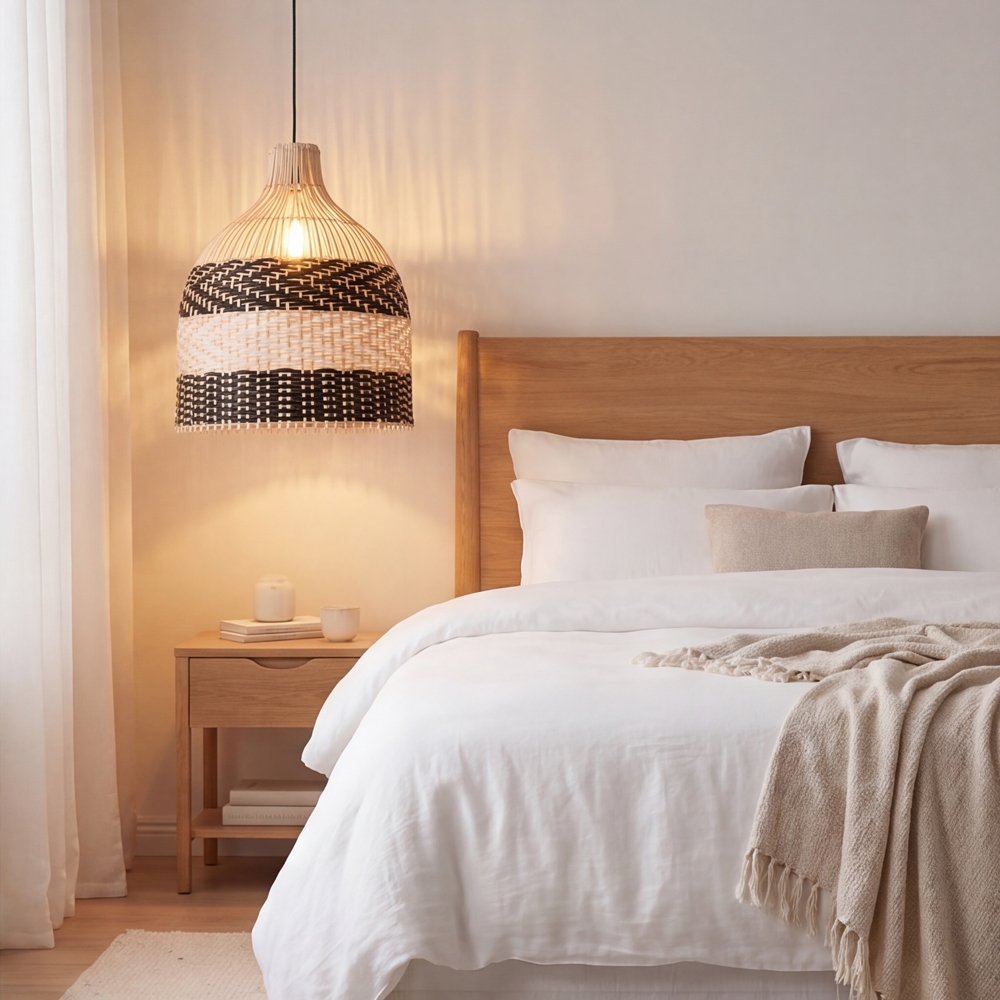 Tropical Black Rattan Chandelier for Restaurants Exotic Hand-Woven Decor