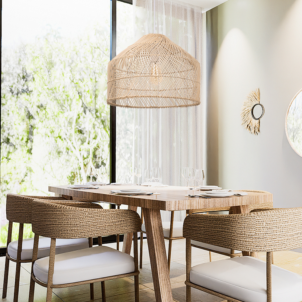 Premium Nordic-inspired Black Rattan Pendant Light for Dining Room