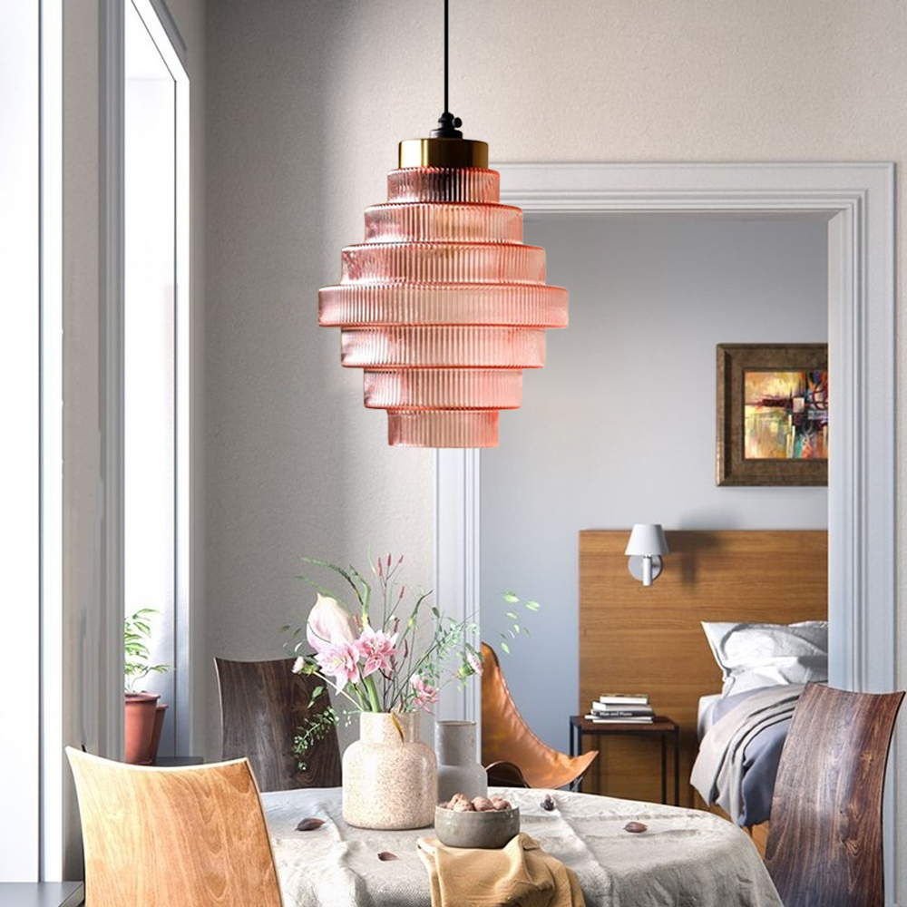 Medieval Antique Glass Pendant Light Entrance Corridor Decorative Lamp