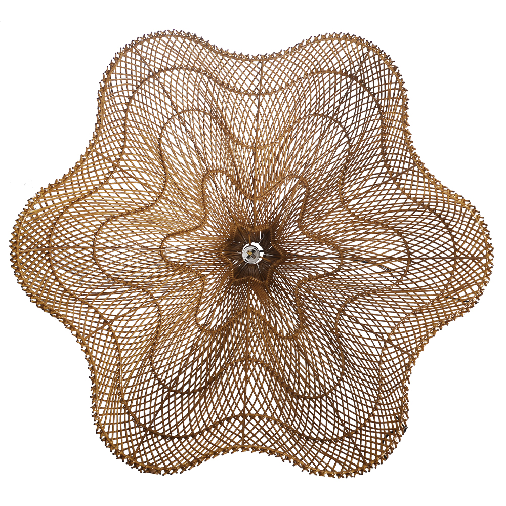 Living Room Rattan Pendant Light Wabi Sabi Wicker Chandelier