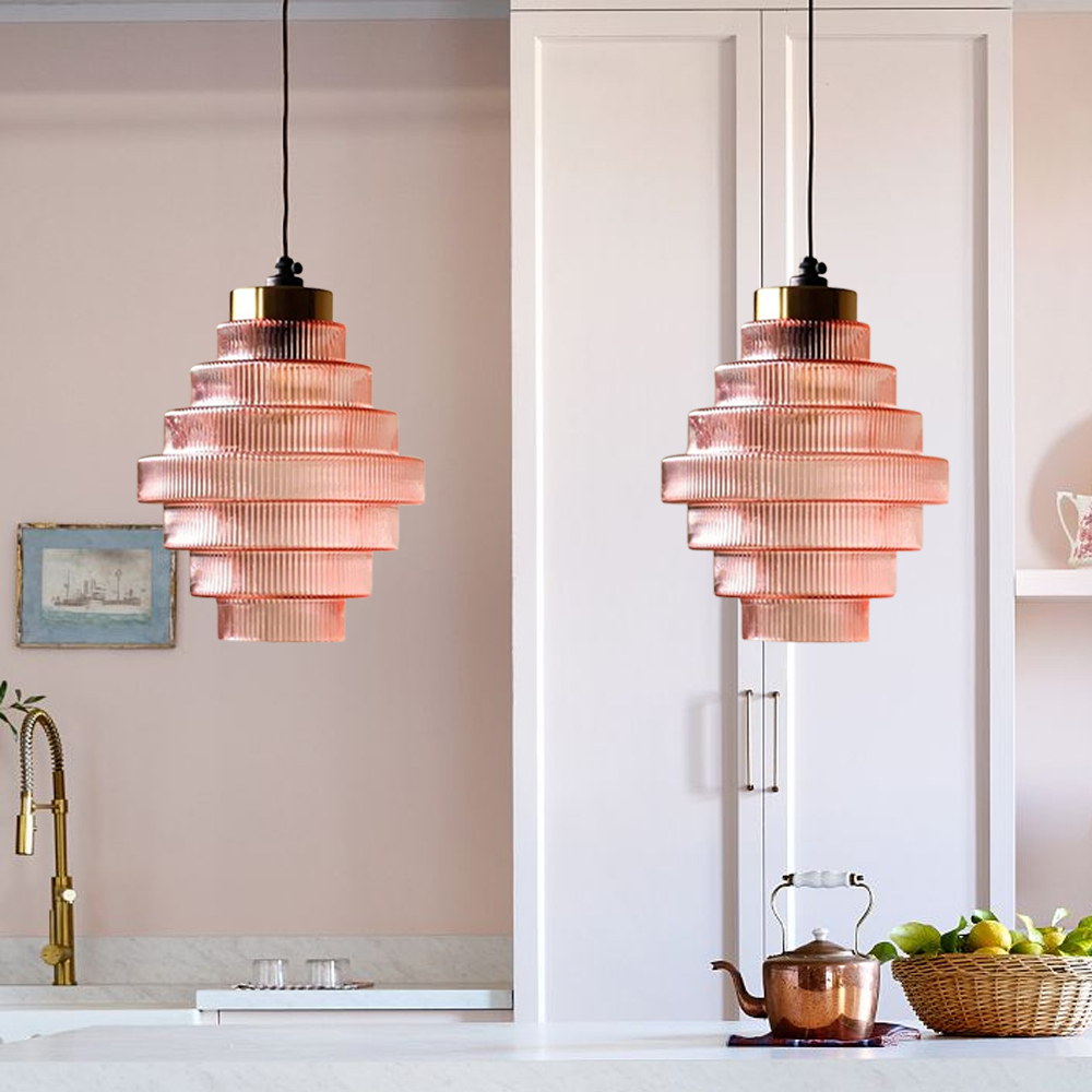 Medieval Antique Glass Pendant Light Entrance Corridor Decorative Lamp