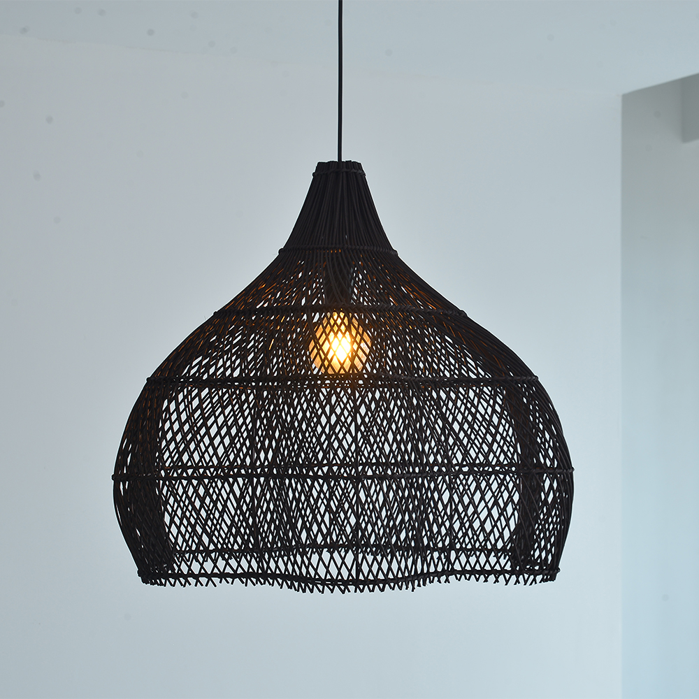 Living Room Rattan Pendant Light Wabi Sabi Wicker Chandelier