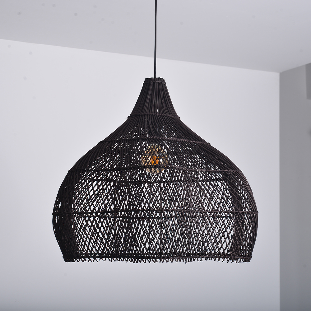 Living Room Rattan Pendant Light Wabi Sabi Wicker Chandelier