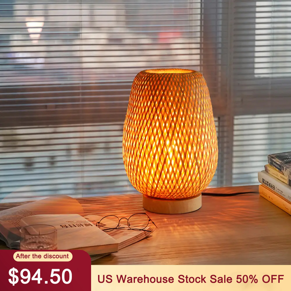 Bamboo Table Lamp Bedroom Bedside Night Light