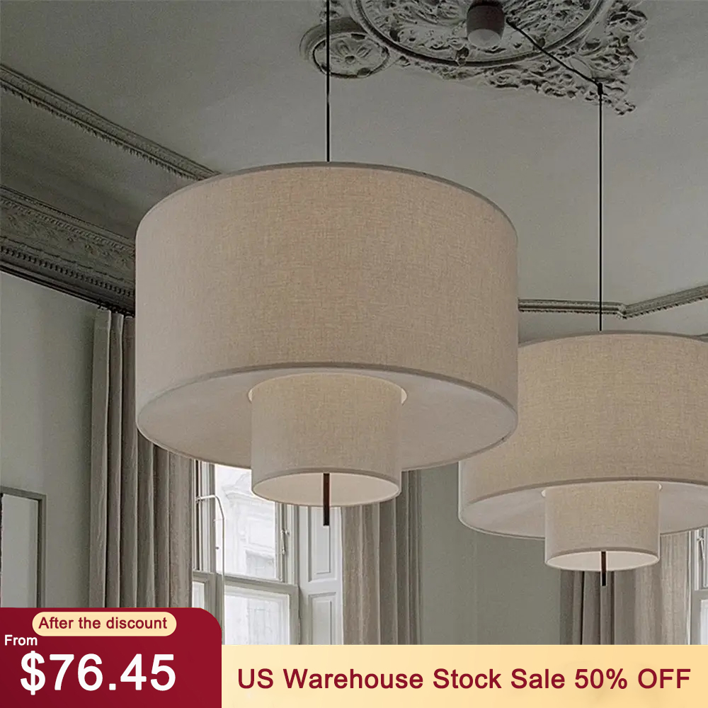 Wabi-sabi Style Nordic Fabric Chandelier Living Room Decorative Lamp