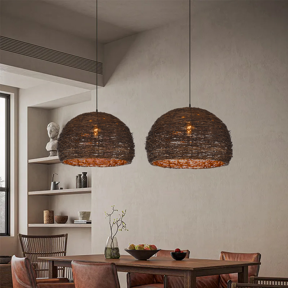Handmade Bird's Nest Pendant Light Commercial Restaurant Cafe Art Decor Rattan Chandelier