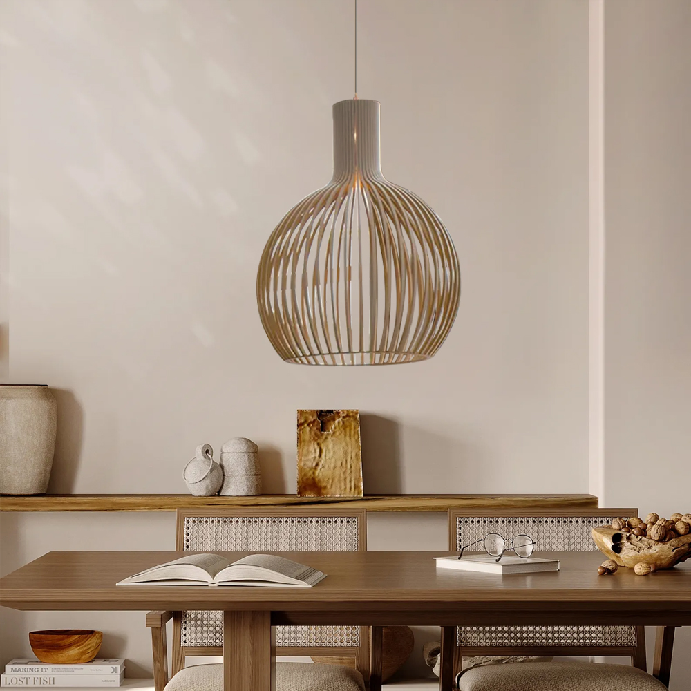 Restaurant Bamboo Wood Pendant Light Danish Designer Quality Birdcage Chandelier
