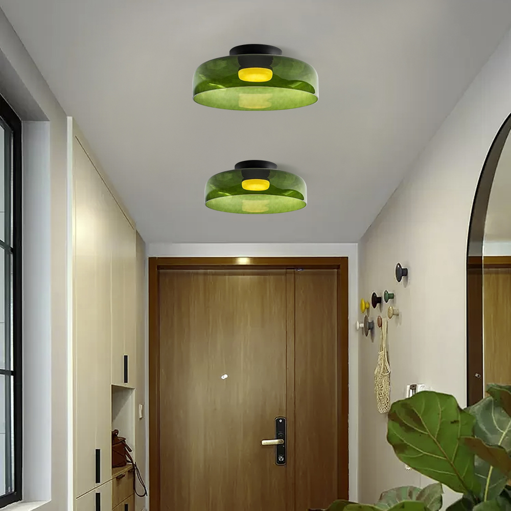 Nordic Designer Corridor Ceiling Light Retro Bedroom Glass Hanging Lamp