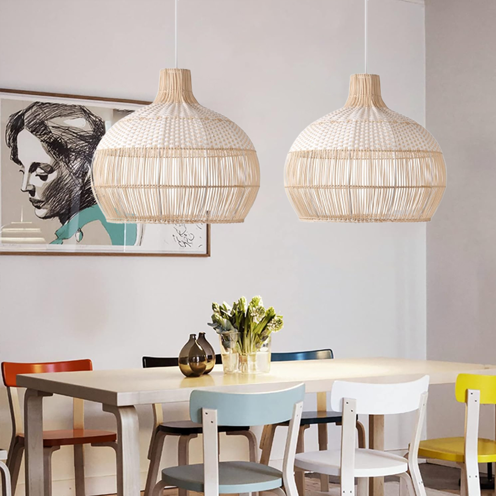 Handwoven Rattan Kitchen Island Pendant Lighting