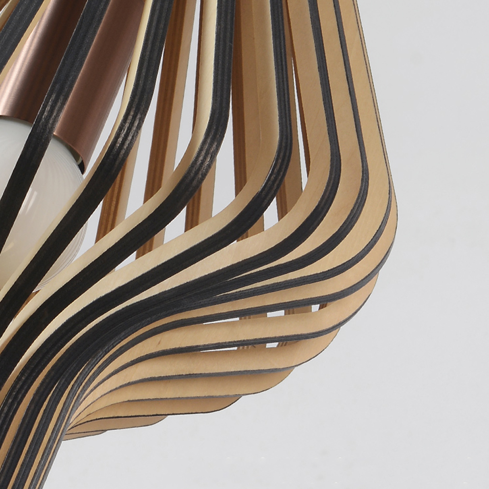 Creative Curved Surface Wooden Pendant Light Designer Art Light B&B Bedside Lamp