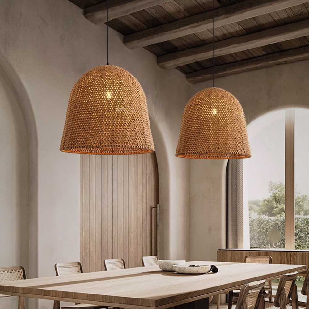 Wabi Sabi Retro Handwoven Pendant Light Homestay Restaurant Hemp Rope Lamp